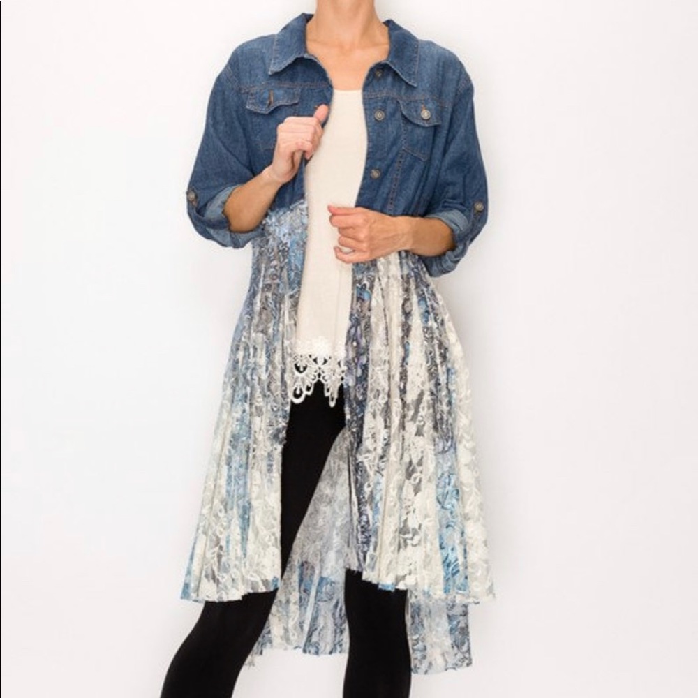 Denim Shirt with long Lace
